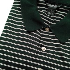 Brooks Brothers Country Club Performance Knit Cotton Green Stripe Polo Men's LRG